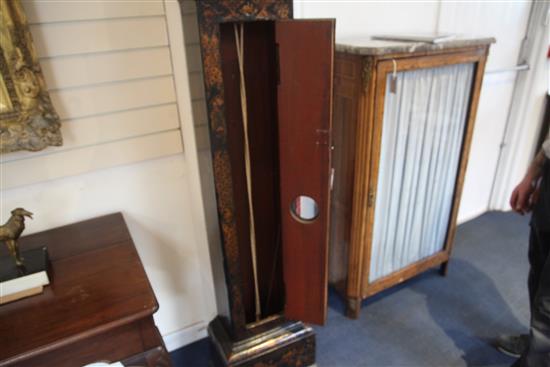 Humphrey Marsh of Highworth. An early 18th century chinoiserie lacquered thirty hour longcase clock, H.7ft 7in.